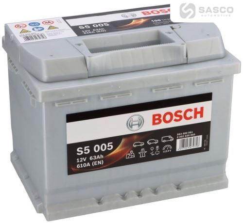 BATERIE 12V 63AH BOSCH 610A STŘÍBRNÁ L-